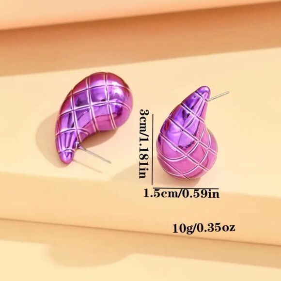 ✨🆕✨ BoHo Tear Drop Earrings ✨ in Purple & Blue✨ - Picture 5 of 10